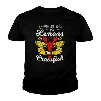 Womens When Life Gives You Lemons Boil Crawfish Mudbug Crayfish V-Neck Youth T-shirt | Mazezy