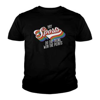 Womens Yay Sports Do Thing Win Points Retro Vintage 70S Style Gift V-Neck Youth T-shirt | Mazezy