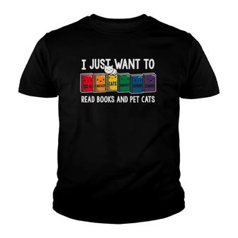 Woot Read Books And Pet Cats Youth T-shirt - Thegiftio UK