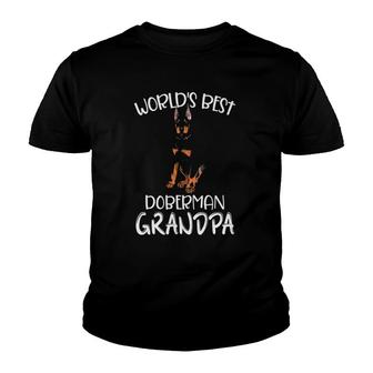 Worlds Best Doberman Grandpa Funny Dog Lover Youth T-shirt - Thegiftio UK