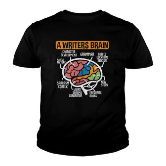 Writing Published Author Book Writer A Writers Brain Youth T-shirt | Mazezy