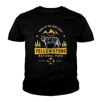 Yellowstone National Park Grey Wolf Youth T-shirt | Mazezy