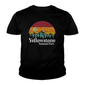 Yellowstone National Park Mountains Retro Hiking Camping Youth T-shirt - Thegiftio UK