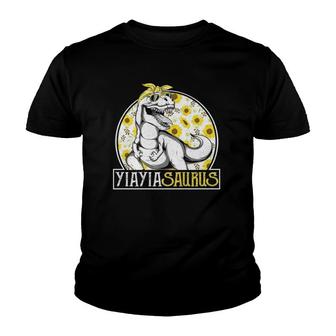 Yiayia Saurus Sunflower Dinosaur Greek Grandmarex Youth T-shirt - Thegiftio UK