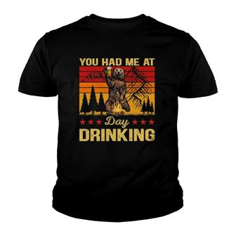 You Had Me At Day Drinking Vintage Bear Drinking Beer Youth T-shirt | Mazezy