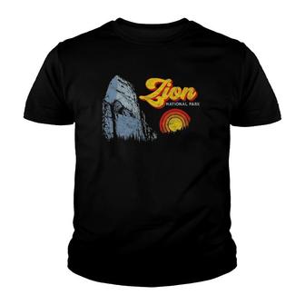 Zion National Park Retro Throwback Graphic Tee Youth T-shirt | Mazezy
