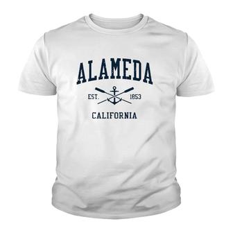 Alameda Ca Vintage Navy Crossed Oars & Boat Anchor Youth T-shirt | Mazezy