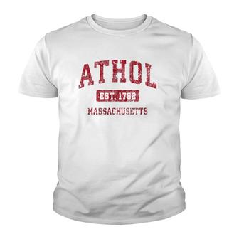 Athol Massachusetts Ma Vintage Sports Design Red Design Youth T-shirt | Mazezy
