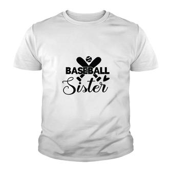 Baseball Sister Black Gift Idea Ball Youth T-shirt - Seseable