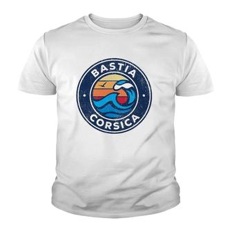 Bastia Corsica Vintage Nautical Waves Design Youth T-shirt - Thegiftio UK