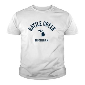 Battle Creek Michigan Mi Vintage 70S Sports Navy Print Youth T-shirt - Thegiftio UK