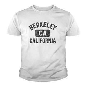 Berkeley California Gym Style Black W Distressed Black Print Youth T-shirt - Thegiftio UK
