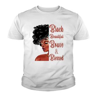 Black Beautiful Brave And Blessed Black History Month Women Youth T-shirt - Thegiftio UK