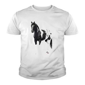 Black Pinto Appaloosa Pintaloosa Paint Quarter Horse Youth T-shirt - Thegiftio UK