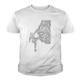 Bouldering Rock Climber Nature Sport Drawing Climbing Youth T-shirt - Thegiftio UK