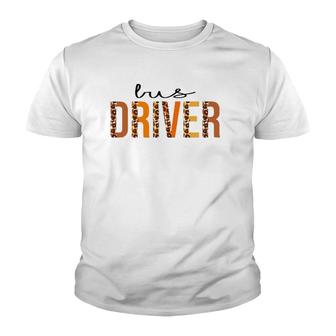 Bus Driver Leopard Squad Cute Fall Autumn Thanksgiving Youth T-shirt - Thegiftio UK