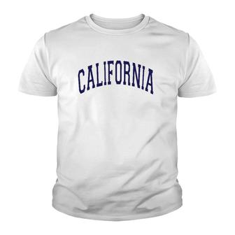 California Varsity Style Navy Blue Text Youth T-shirt - Thegiftio UK