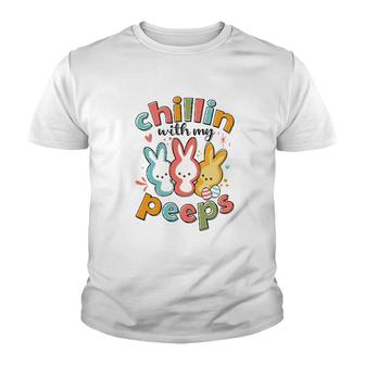 Chillin With My Peeps Bunny Easter Day Youth T-shirt - Thegiftio UK