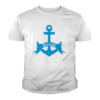 Cool Marseille City France Anchor Youth T-shirt - Thegiftio UK