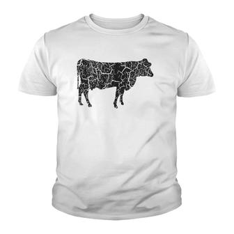Cow Distressed Print - Vintage Cow Youth T-shirt - Thegiftio UK