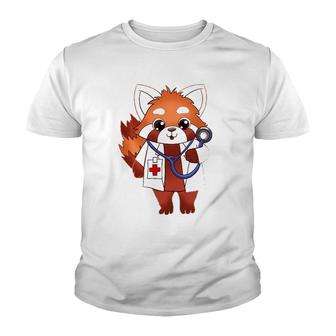 Cute Red Panda Doctor Funny Red Panda Doctor Graduate Youth T-shirt - Thegiftio UK
