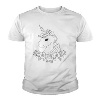 Cute Unicorn To Paint And Color In For Children Youth T-shirt - Thegiftio UK