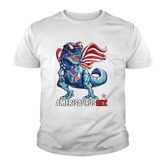 Dinosaur American Flag 4Th Of July Amerisaurusrex Essential Youth T-shirt - Seseable