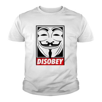 Disobey Big Face Anonymous Anon Raglan Baseball Tee Youth T-shirt - Thegiftio UK