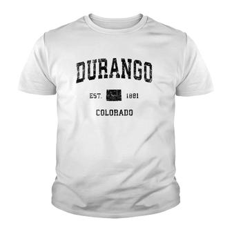 Durango Colorado Co Vintage Sports Design Black Print Youth T-shirt - Thegiftio UK