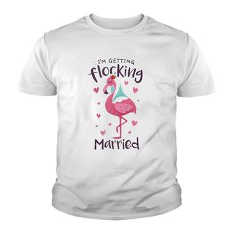 Flamingo Bride Flocking Married Matching Bachelorette Party Youth T-shirt - Thegiftio UK