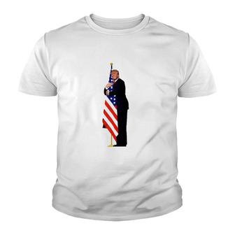 Funny Cute Trump Hug America Flag Raglan Baseball Tee Youth T-shirt - Thegiftio UK