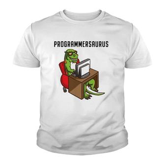 Funny Programmerrex Dinosaur Programming Coding Nerd Gift Youth T-shirt - Thegiftio UK