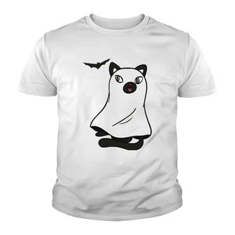Ghost Cat Kitty Kitten Halloween Youth T-shirt - Thegiftio UK