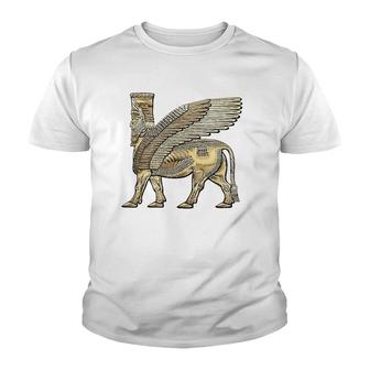 Golden Assyrian Winged Bull Lamassu Youth T-shirt - Thegiftio UK