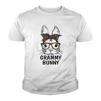 Grammy Bunny Face Leopard Print Glasses Easter Day Youth T-shirt - Thegiftio UK