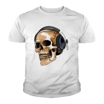 Headphone Skull Electronic Hard Style Musician Gift Youth T-shirt - Thegiftio UK