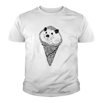 Hedgie Cone Funny Hedgehog Ice Cream Graphic Youth T-shirt | Mazezy