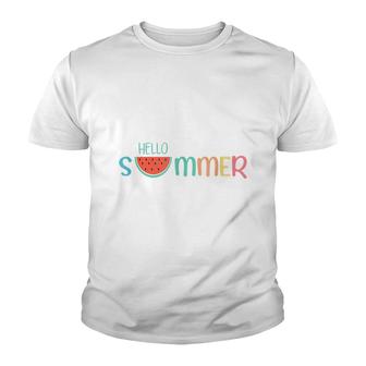 Hello Summer Vibes Beach Lover Summertime Vacay Watermelon Youth T-shirt - Thegiftio UK