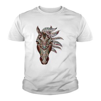 Horse Tribal Abstract Art Native American Geometric Horse Youth T-shirt - Thegiftio UK
