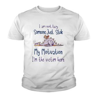 I Am Not Lazy Someone Just Stole My Motivation Funny Dragon Youth T-shirt - Thegiftio UK