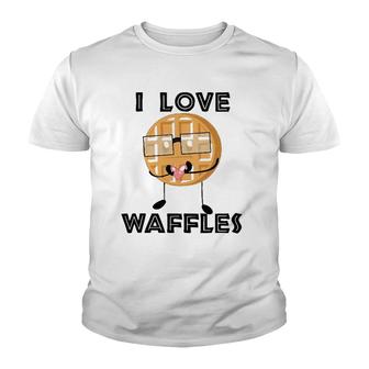 I Love Waffles Waffle Love Pun Youth T-shirt | Mazezy UK