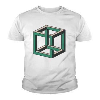 Impossible Cube Optical Illusion Tee Youth T-shirt | Mazezy