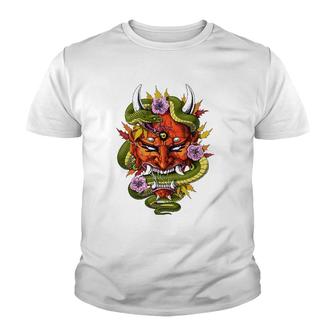 Japanese Oni Demon Mask Devil Ancient Japan Samurai Ninja Youth T-shirt - Thegiftio UK