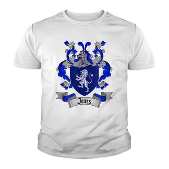 Jones Coat Of Arms | Jones Surname Family Crest Shield Youth T-shirt - Seseable