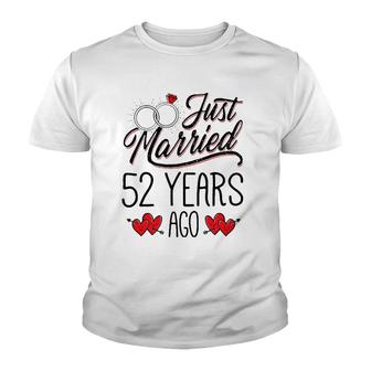 Just Married 52 Years Ago Funny Couple 52Nd Anniversary Gift Youth T-shirt | Mazezy