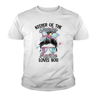 Keeper Of The Gender Auntie Loves You Funny Gender Reveal 22 Youth T-shirt - Thegiftio UK