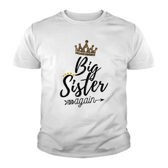 Kids Big Sister Again 2022 Soon To Be Bigsister Leopard Print Youth T-shirt - Seseable