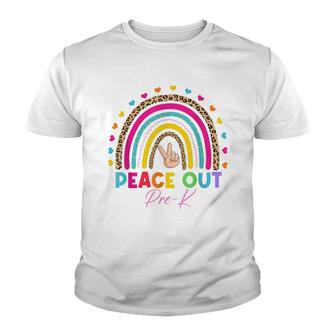 Leopard Rainbow Peace Out Pre-K Last Day Of School Youth T-shirt - Thegiftio UK