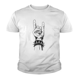 Lets Rock Devil Salute French Fries Fork Metal Hand & Roll Youth T-shirt | Mazezy