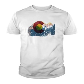 Love Vintage Colorado Flag Mountains Gift Design Idea Youth T-shirt - Thegiftio UK